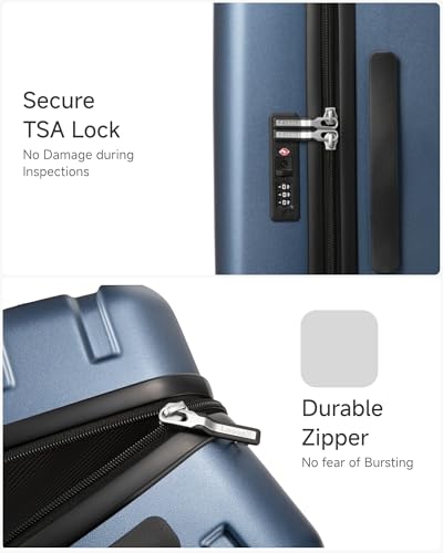 LUGGEX Airline Approved Carry On Suitcase, Blue, 20" - color: Blue, size: Carry-On 20-Inch