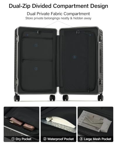 MILADA 28'' Hardshell Checked Suitcase, Trunk Zipperless Aluminum Luggage - color: Rock Gray, size: Trunk 28 Inch