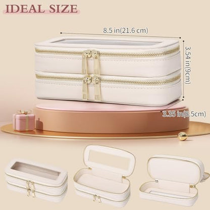 Pinkmik Double Layer Makeup Bag, Beige, Double SLIM - color: B3/Beige, size: 2-Layer SLIM