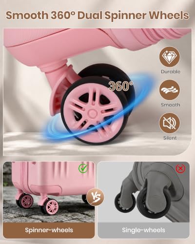 Kono 28 Inch Large Checked Luggage with Spinner Wheels Expandable TSA Lock - color: Pink, size: 28"