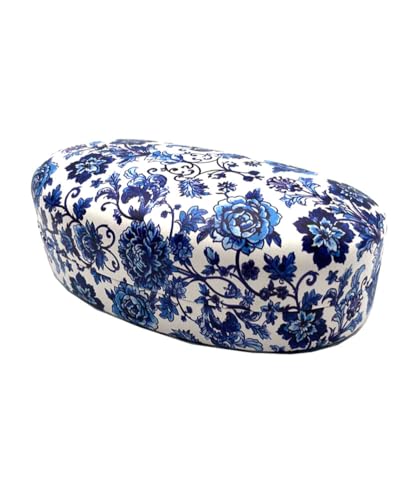 JAVOedge Style Eyeglass & Sunglasses Case - Extra Large Hard Shell Protective Case with Cleaning Cloth - color: Porcelain Bloom