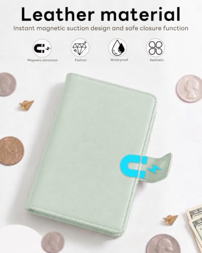 RFID Passport Holder with Tracker Slot, Leather Travel Wallet - color: Green