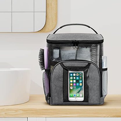 Attmu Mesh Shower Caddy Portable Dorm Room Essentials, Toiletry Tote Bag - color: Gray