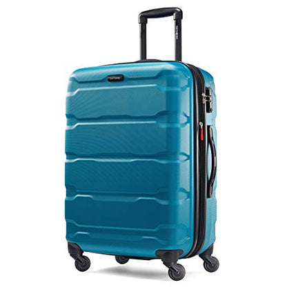 Samsonite Omni PC Hardside Expandable Luggage with Spinner Wheels, Caribbean Blue, Checked-Medium 24-Inch - color: Caribbean Blue, size: Checked-Medium 24-Inch