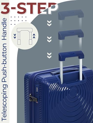 CONCEPTEN Luggage Sets 3 Piece, PP Hardshell Suitcases Set with Wheels - color: Dark Blue, size: 3 Piece Sets (21/Db/Tb)