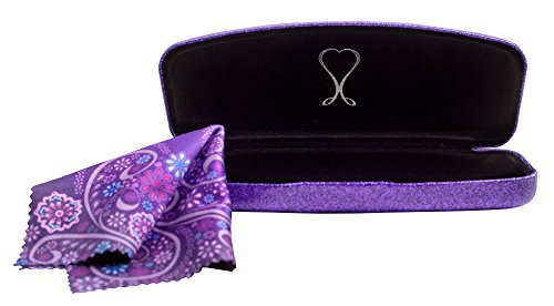 SPUNKYsoul Eye Glasses Case Girl Sparkle Smooth Glitter Hard Shell Eyeglass for Women - color: Mystic Purple, size: Large