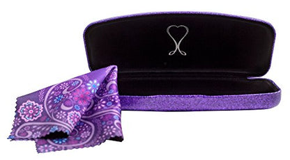 SPUNKYsoul Eye Glasses Case Girl Sparkle Smooth Glitter Hard Shell Eyeglass for Women - color: Mystic Purple, size: Large