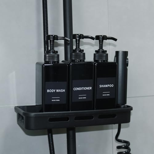Shampoo and Conditioner Dispenser for Bathroom, Shower Soap Bottles Black - color: Black