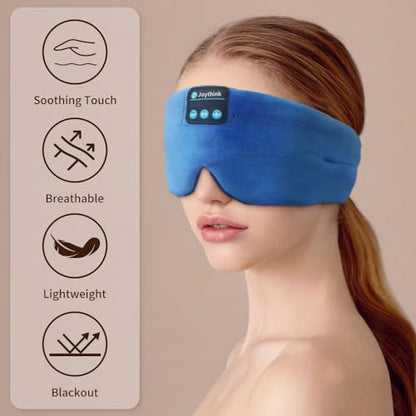 Joythink Sleep Headphones Bluetooth Headband Sleeping Eye Mask Kids Children Soft Wireless Sleep Headphones for Women Men Silk Speaker Bluetooth Earbuds for Side Sleeper Music Mask Cool - color: Blue