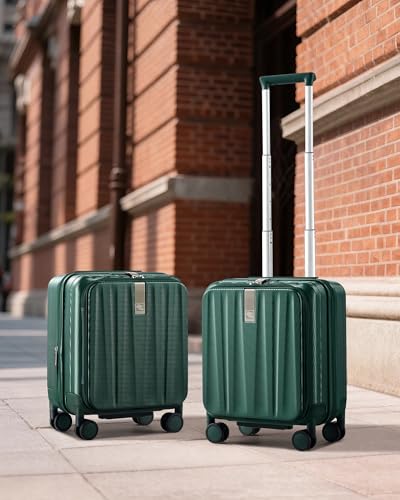 Hanke Top Opening Carry-On - Expandable 16 Inch Airline Approved Spinner - color: Blackish Green, size: 16 Inch Expandable