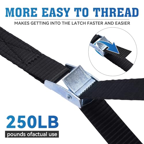 Tie Down Straps 4-Pack Black, 0.8" x 6.6Ft (2x200cm) Maximum Strength Lashing Straps with Buckle, for Truck, Motorcycle, Off-Road, Trailer, Heavy Load Securing, PP Material - size: XK 20 mm * 2000 mm * 4 pcs Black