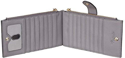 Travelambo Womens Leather Bifold Wallet, Slim RFID Blocking Card Holder - color: Grey Light