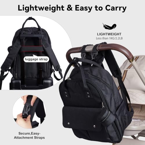 Large Capacity Diaper Bag Backpack, Wet/Dry Separation Black - color: Black