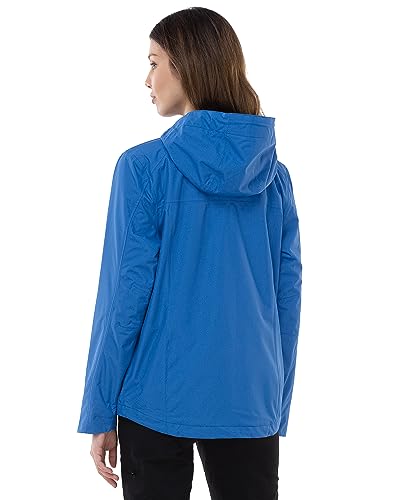Outdoor Ventures Packable Rain Jacket Women Waterproof Raincoat with Hood - color: Dodger Blue, size: Medium