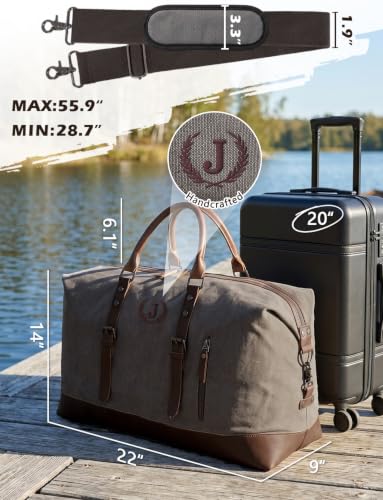 Personalized Duffle Bag for Men Travel Weekender Overnight Duffel Initial J - color: Brown J