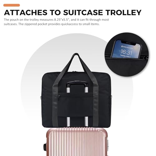 For Frontier Airlines Personal Item Bag 18x14x8 Travel Duffel Bag Carry on - color: Black (with Shoulder Strap)