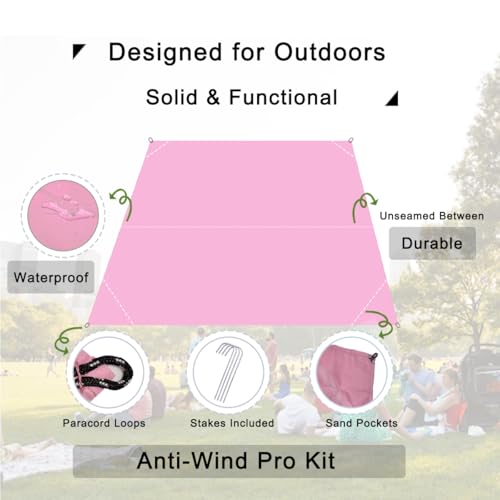 Pocket Blanket, Compact Blanket for Picnic, Beach, Festival - color: Pink, size: 55"*60"
