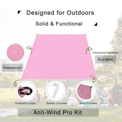 Pocket Blanket, Compact Blanket for Picnic, Beach, Festival - color: Pink, size: 55"*60"