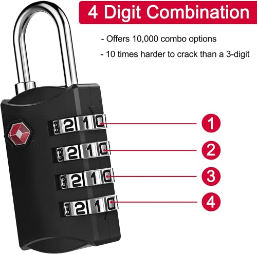 ZHEGE Luggage Locks for Train Travel, TSA Locks for Luggage (2 Pack, Black) - color: Black, 2P