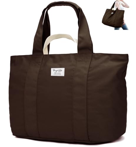 Bagelite 22'' 50L 100% Cotton Oversized Travel Tote Bag for Women - Tear-Resistant, Overnight/Weekend/Beach Bag - color: Coffee（22'' Xl）