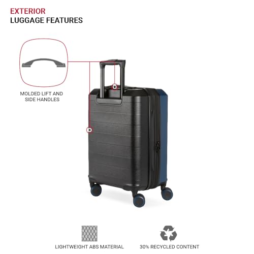 SwissGear Duet Hardside Expandable Luggage with Spinner Wheels, Navy/Black, 3-Piece Set (19/24/28) - color: Navy/Black, size: 3-Piece Set (19/24/28)