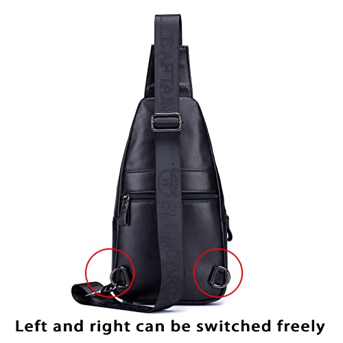 LUKZIJAES Genuine Leather Sling Bag for Men - color: #6-black