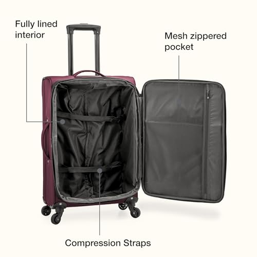 U.S. Traveler Anzio Softside Expandable Spinner Luggage, Burgundy, Carry-on 22-Inch - color: Burgundy, size: 22-Inch Carry-on