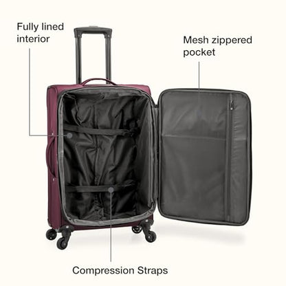 U.S. Traveler Anzio Softside Expandable Spinner Luggage, Burgundy, Carry-on 22-Inch - color: Burgundy, size: 22-Inch Carry-on