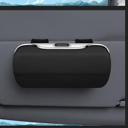 Zipelo 7.09 x 2.56 Inch Car Sun Visor Sunglasses Case, Black - color: Black