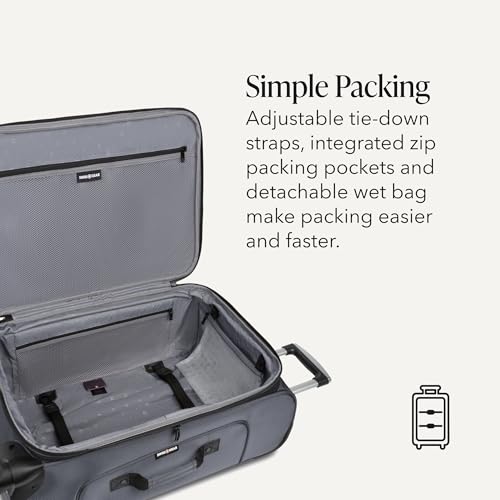 SwissGear Sion Softside Expandable Spinner Luggage Durable Lightweight Travel Suitcase, Dark Grey, Checked-Medium - color: Dark Grey, size: Checked-Medium