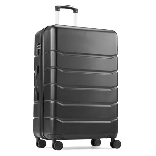 Simple Deluxe 28 Inch Hardside Carry On Luggage, Suitcase with Double Spinner Wheels & TSA Lock, Hard Shell Suitcase, Expandable Rolling Lightweight Luggage, Black - color: Black, size: 28 inch