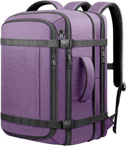 Travelability Expandable Carry On Backpack 1-7 DAYS Roomy Capacity - color: Purple, size: 18.4inch - 23.2"x14.9"x9.4"(+3.5")