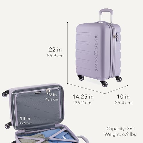SWISSGEAR Signature Hardside Expandable Carry-On Spinner Luggage, ABS Construction, TSA-Friendly Lock, and Built-In Cupholder, Evening Haze, 19-Inch - color: Evening Haze, size: Carry-On 19-Inch