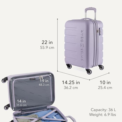 SWISSGEAR Signature Hardside Expandable Carry-On Spinner Luggage, ABS Construction, TSA-Friendly Lock, and Built-In Cupholder, Evening Haze, 19-Inch - color: Evening Haze, size: Carry-On 19-Inch