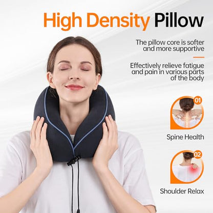 Travel Neck Pillow for Sleeping,100% Pure Memory Foam, Soft Head Support - color: Navy Blue