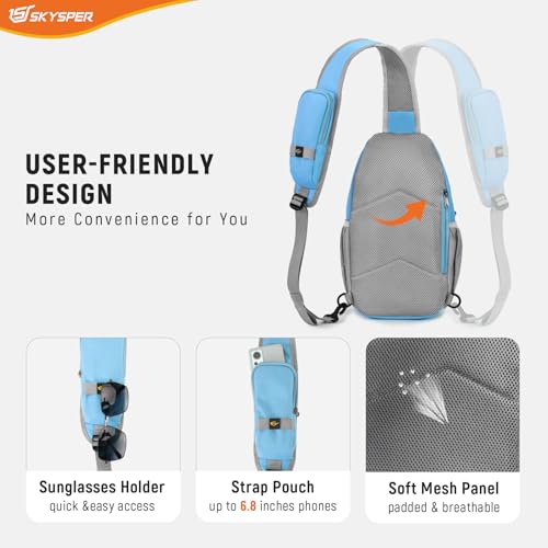 SKYSPER Sling Bag RFID Cross Body Bag Recycled Crossbody Backpack Travel Daypack - color: Skyblue