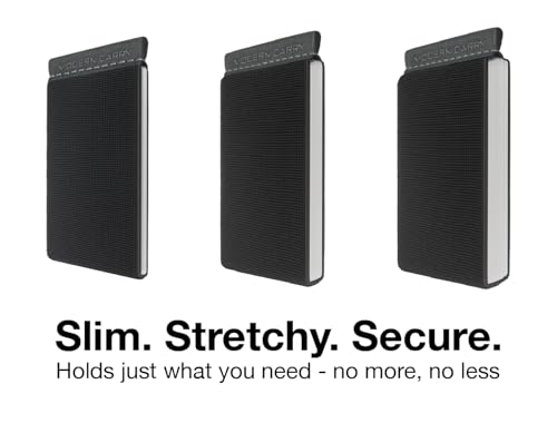 Modern Carry Eclipse Card Holder – Full-Coverage Elastic Minimalist Wallet for Men & Women, Slim Front Pocket Card Case, Secure Stretch Band Holds 2–12 Cards & Cash, Ultra-Thin Everyday Carry (Black) - color: Black