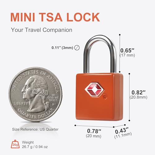 TSA Locks for Luggage with Keys, Individually Keyed, 4-Color - color: Multicolor