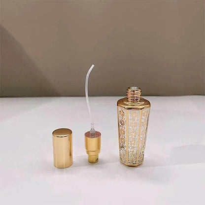 4pcs/set 15ml Random Patterns Glass Perfume Bottle Portable Refillable Empty Containers Cosmetic Spray Atomizer Travel Sub-Bottle Ultra Mist Sprayer (silver,4pcs) - color: silver, size: 0.5 Ounces