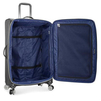 Traveler's Choice Lares 소프트 사이드 확장 가능한 수하물 스피너 휠 포함, 블랙., Lares 스피너 휠이 있는 소프트사이드 확장 가능한 수하물 - color: 블랙., size: Checked 26-Inch