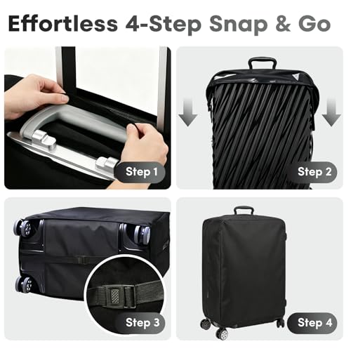 Luggage Cover Protector Compatible with Tumi, Upgraded Oxford Fabric Stretch Cover with Double Zipper, Washable Travel Suitcase Protector, Fits 24-25 Inch Case(Black) - size: 24-25