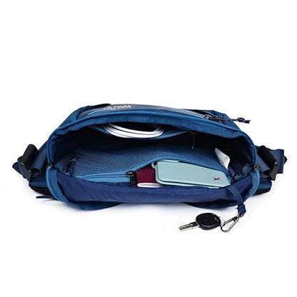 Travel Fanny Pack 3L, Crossbody Adjustable Strap, Padded Back, Water Repellent - color: Blue Abyss