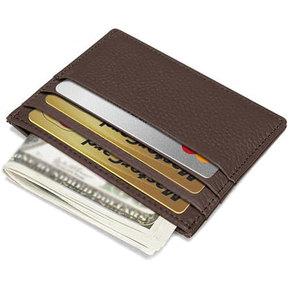 M-Plateau Super Slim Genuine Leather Credit Card Wallet - color: Coffee