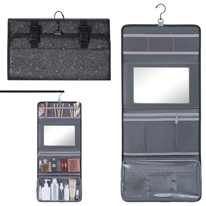 Dance Hanging Makeup Bag with Mirror, Glitter, Black - color: Black, style: Glitter