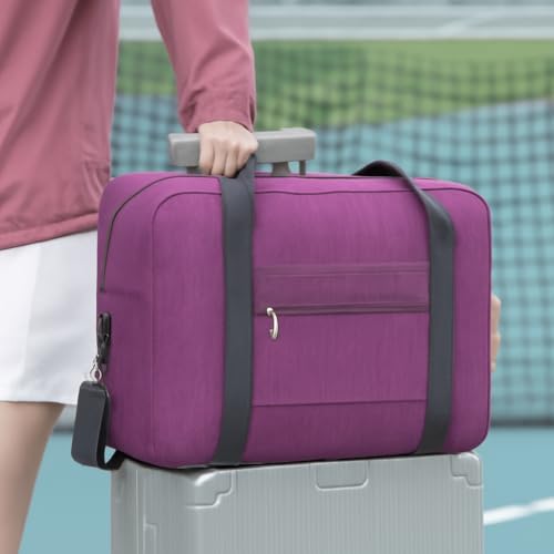 Foldable Travel Duffel Bag for Women and Men, Lightweight Carry-On Tote with Large Capacity and Simple Design (Purple) - color: Purple