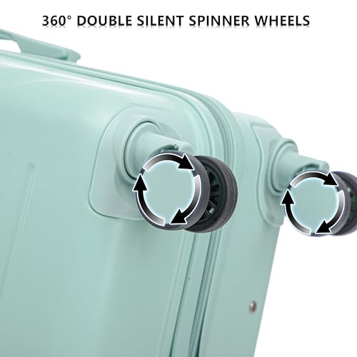 Campfun 3 Piece Luggage Sets, ABS Hardshell Suitcase Set with Double Spinner Wheels, Durable Lightweight Carry On Luggage for Travel & Business, 20/24/28 inch, Mint Green - color: Mint Green