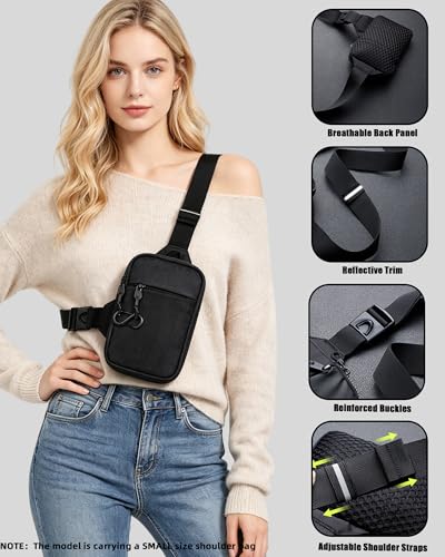 Peicees Sling Bag for Men Small Crossbody Bag Anti Theft Pack, Mini Black - size: Mini