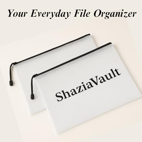 Zippered Mesh Document Bag Large Waterproof File Organizer Pouch for Important Papers, Certificates, Passports, Receipts & Travel Documents Durable Storage Zip Bag