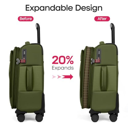 28'' Checked Softside Expandable 20% Luggage w/TSA LOCK - color: Green, size: Checked-Large 28 inch