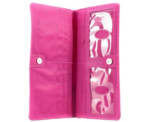 Big Skinny Women's Executive Bi-Fold Checkbook Slim Wallet, Holds Up to 40 Cards - color: Fuchsia